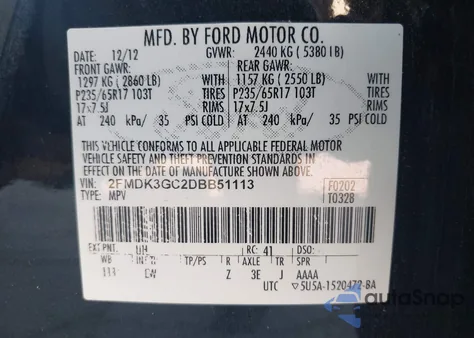 2013 Ford Edge Se from USA, damaged, VIN 2FMDK3GC2DBB51113